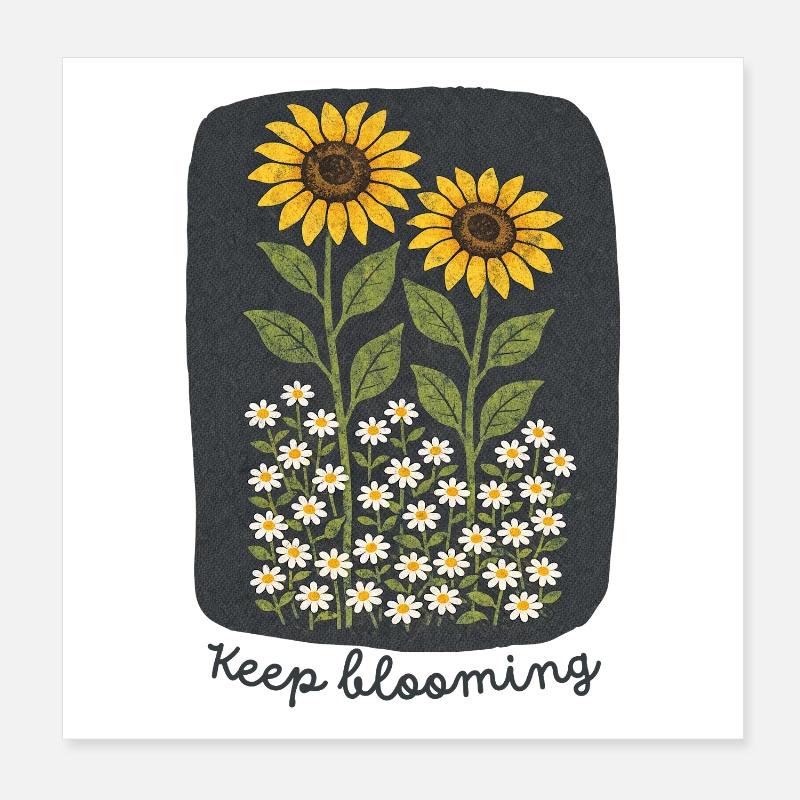 Sonnenblumen und Gänseblümchen Poster 20x20 cm