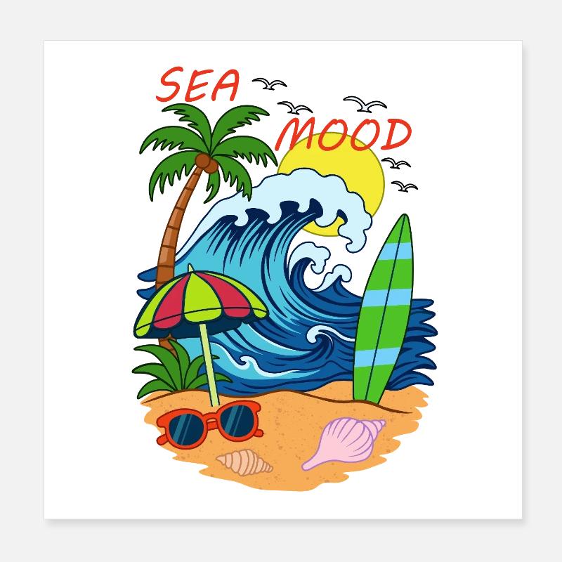 Sea Mood – retro summer beach vibe Poster 8" x 8" (20x20 cm)