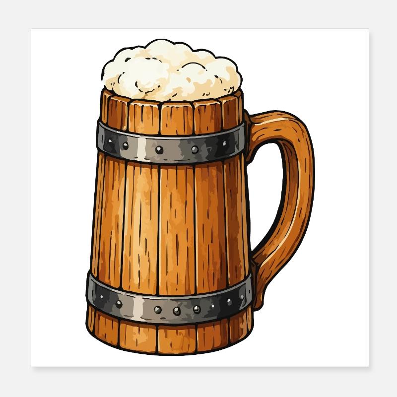 Bierfass Krug Holzdesign Poster 20x20 cm