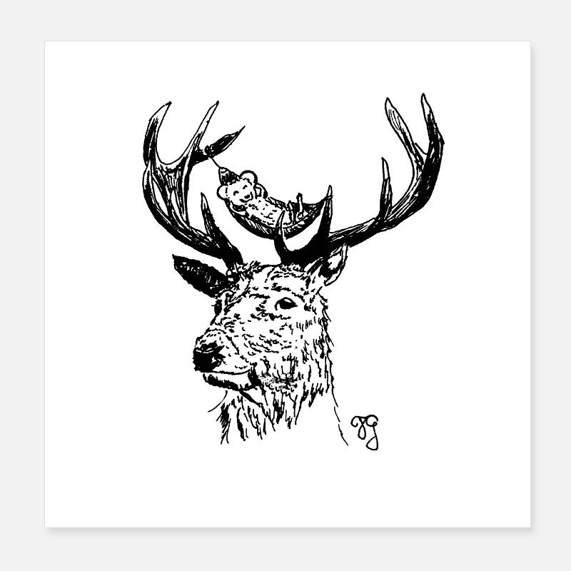 Deer and Mouse Poster 8" x 8" (20x20 cm)