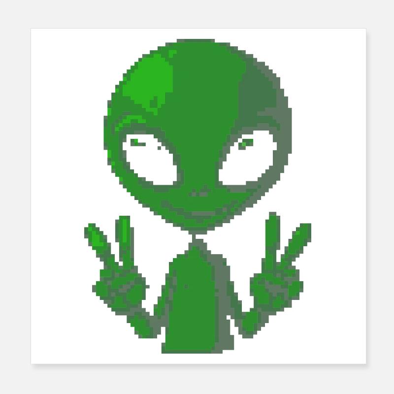 Signe de paix extraterrestre Pixel Poster 20 x 20 cm