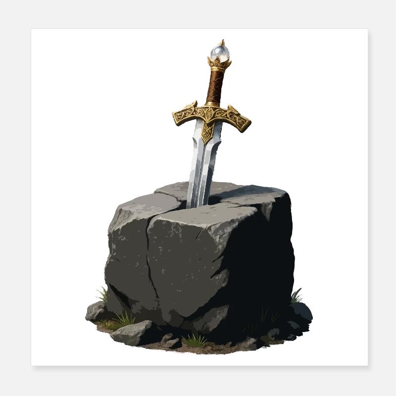 Sword in Rock Excalibur Poster 8" x 8" (20x20 cm)