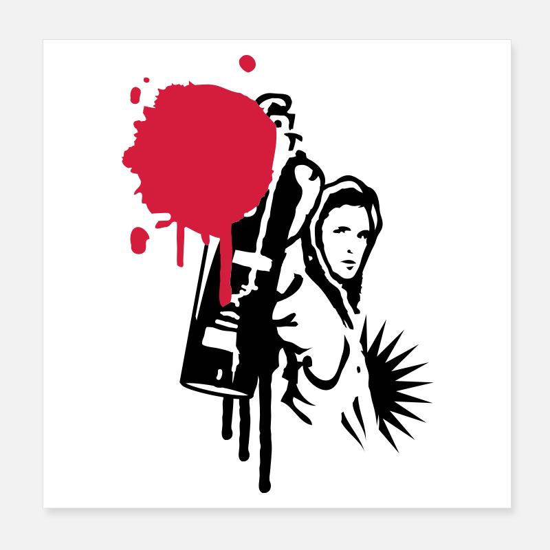 Graffiti sprayer mit Sprühdose im Graffiti Stil Poster 20x20 cm