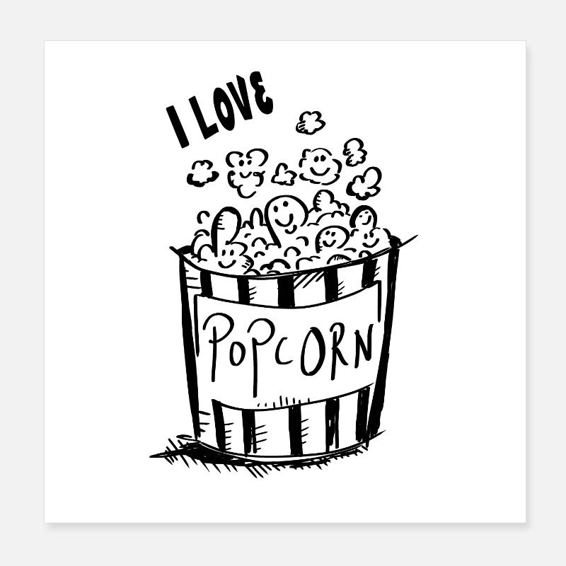 J'adore pop-corn - I love pop-corn Poster 20 x 20 cm
