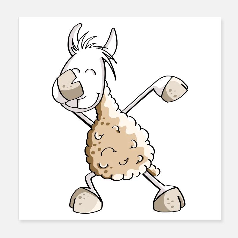Dab Dance Lama - Dabbing Alpaca - Fun Comic Poster 20 x 20 cm