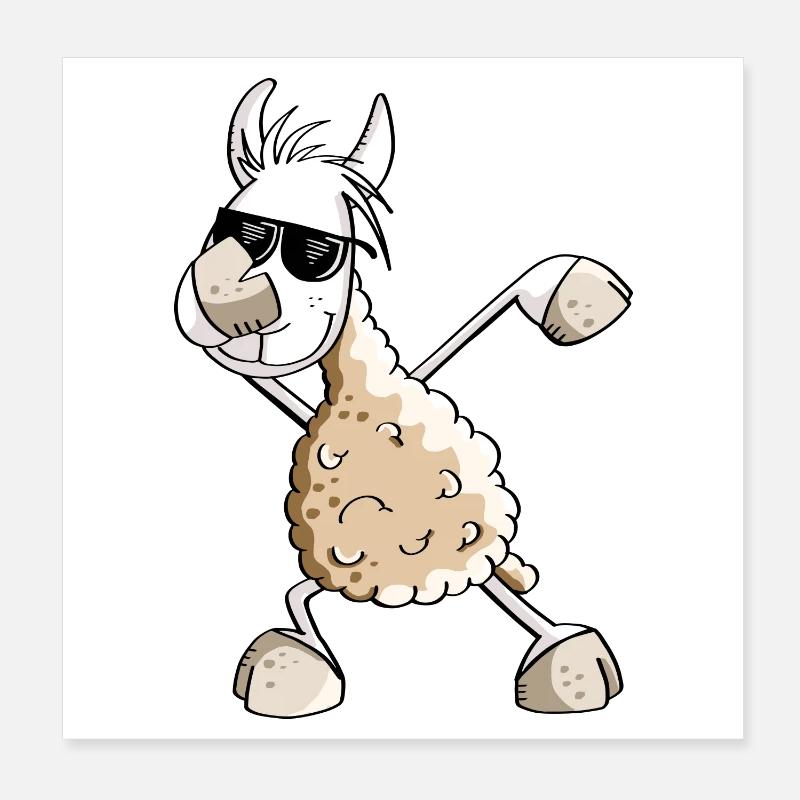 Cool Dab Dance Lama - Dabbing Alpaga - Comic Fun Poster 20 x 20 cm