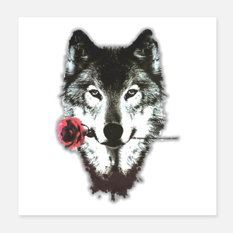 Wolf et Rose Poster 20 x 20 cm