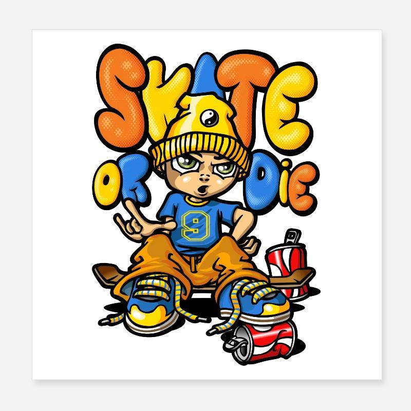 Skate and graffitis Poster 20x20 cm