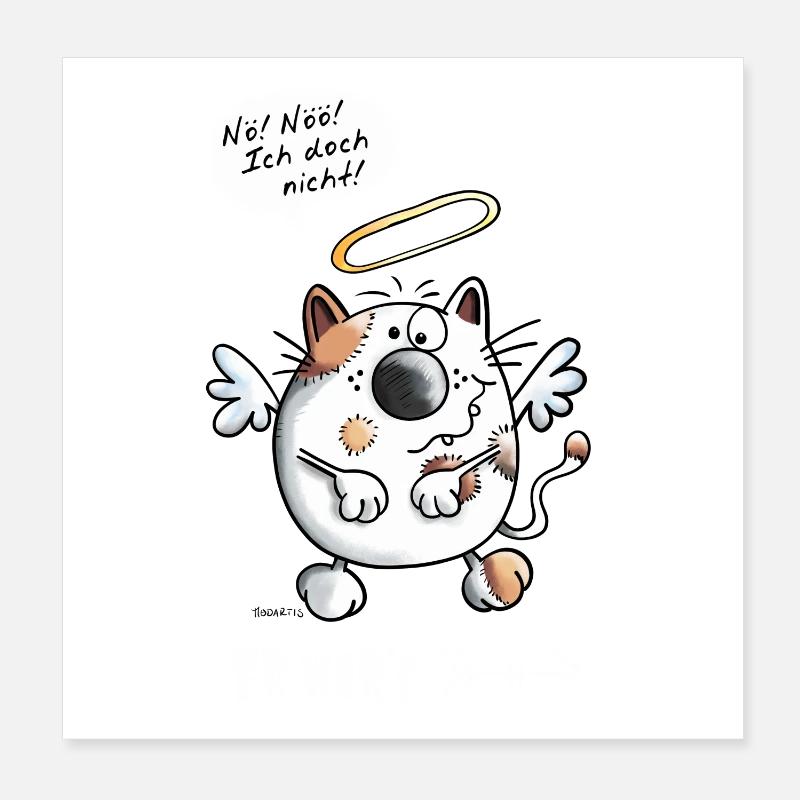 Er war's - Katze - Katzen - Engel - Comic Poster 20x20 cm