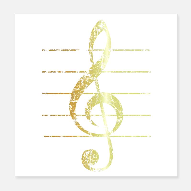 G-Clef - Treble Clef (Ancient Gold) Poster 8" x 8" (20x20 cm)
