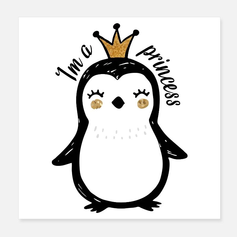 Conception mignonne de la reine des pingouins Poster 20 x 20 cm