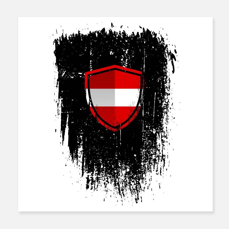 Bouclier du drapeau autrichien Grunge Poster 20 x 20 cm