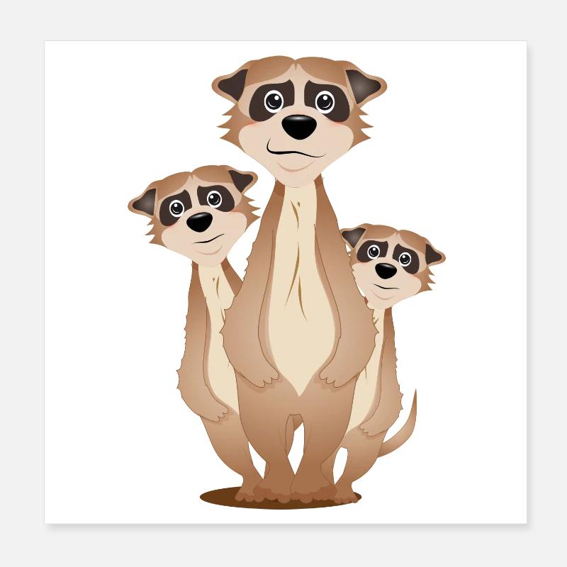 funny meerkat group with cuddly factor Poster 8" x 8" (20x20 cm)