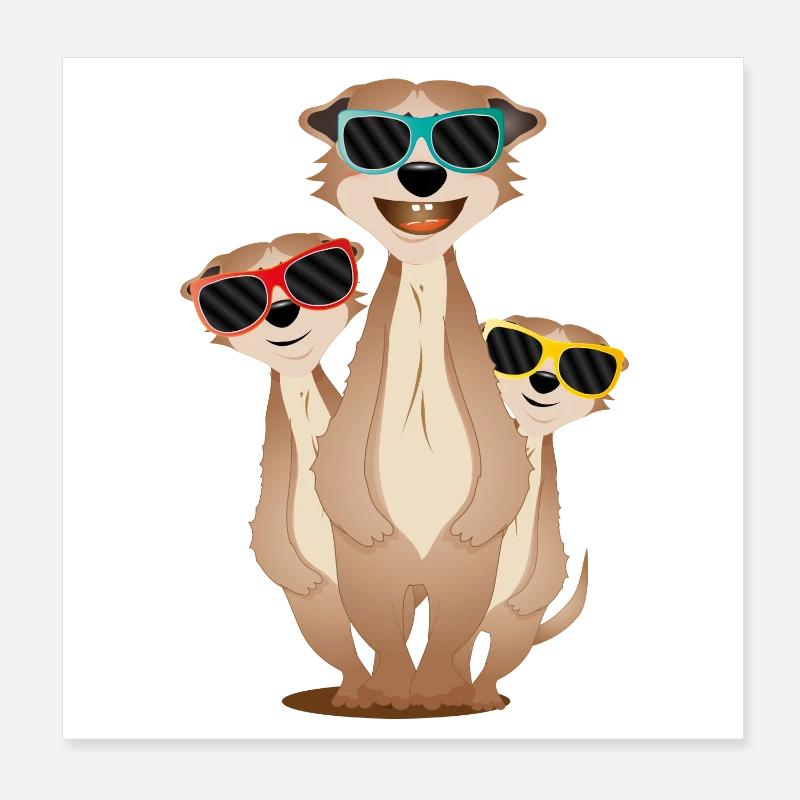 cool suricate groupe avec des lunettes de soleil Poster 20 x 20 cm