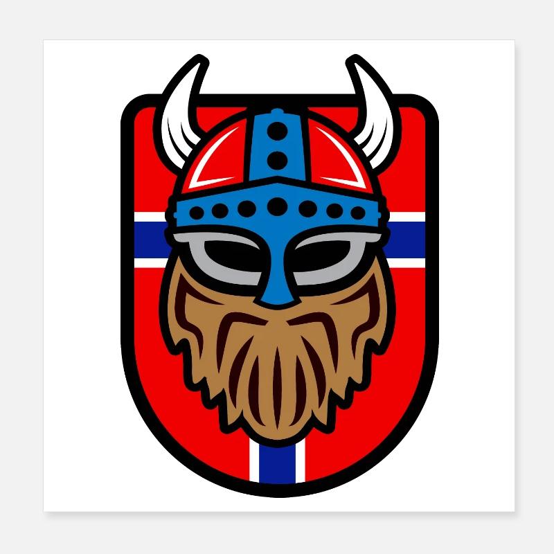 Logo viking cool avec drapeau norvégien Poster 20 x 20 cm
