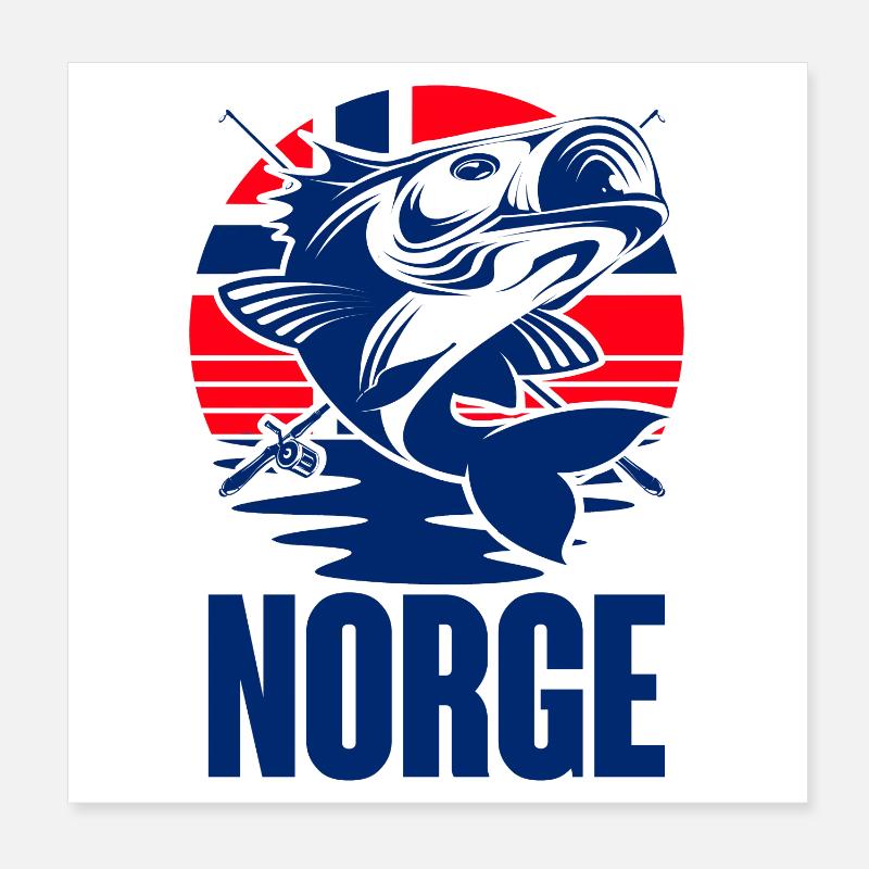 Norvège Pêche Pêcheur Excursion de pêche Poster 20 x 20 cm