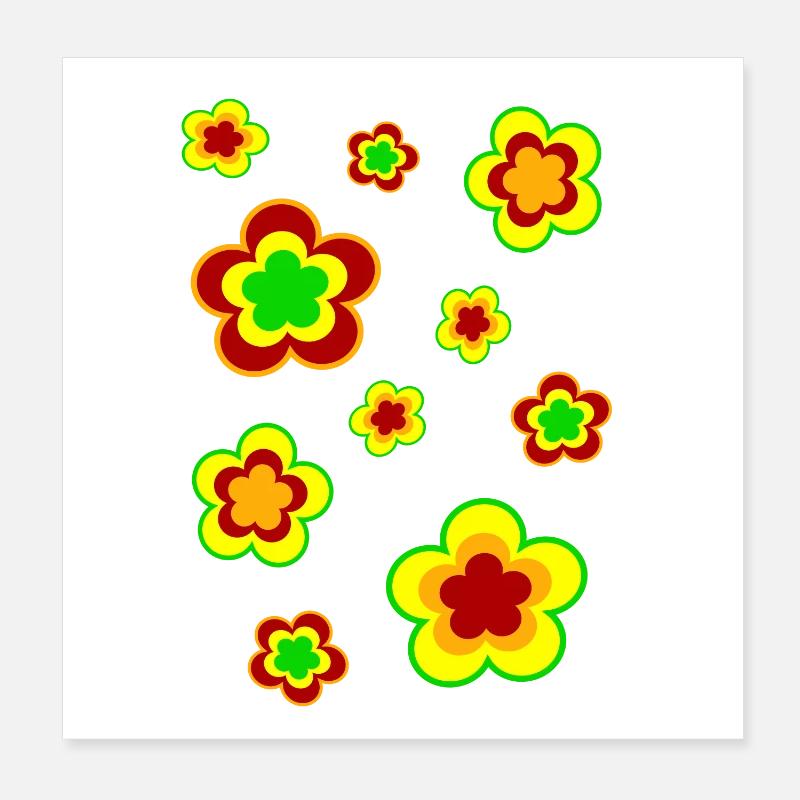 70s Flower Pattern Poster 8" x 8" (20x20 cm)