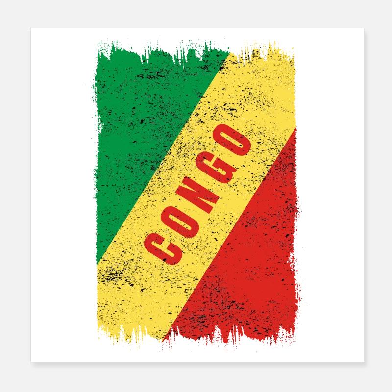 Kongo Flagge Poster 20x20 cm