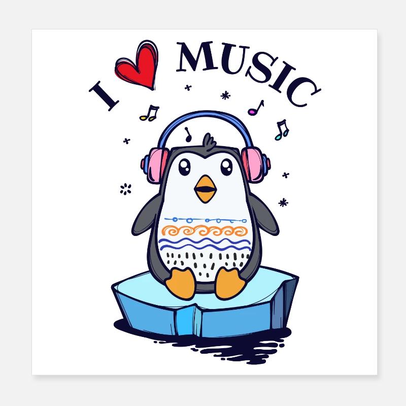 Seevogel Cool Herz PinguinTier Statement Poster 20x20 cm