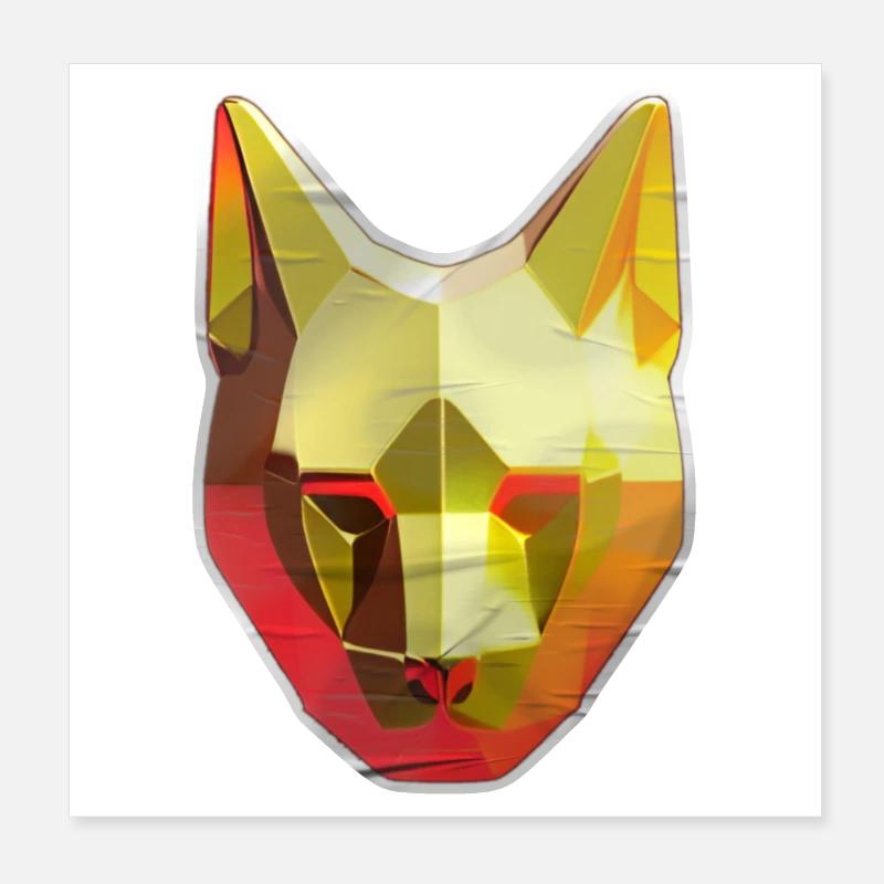 Cat Polygon in Gold Poster 8" x 8" (20x20 cm)