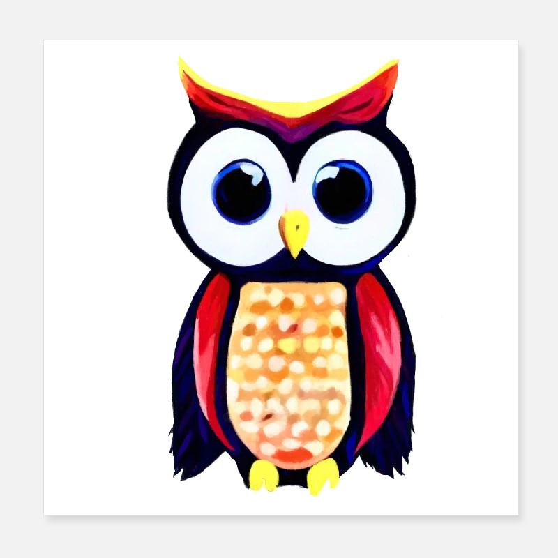 Eule mit großen neugierigen Augen Poster 20x20 cm