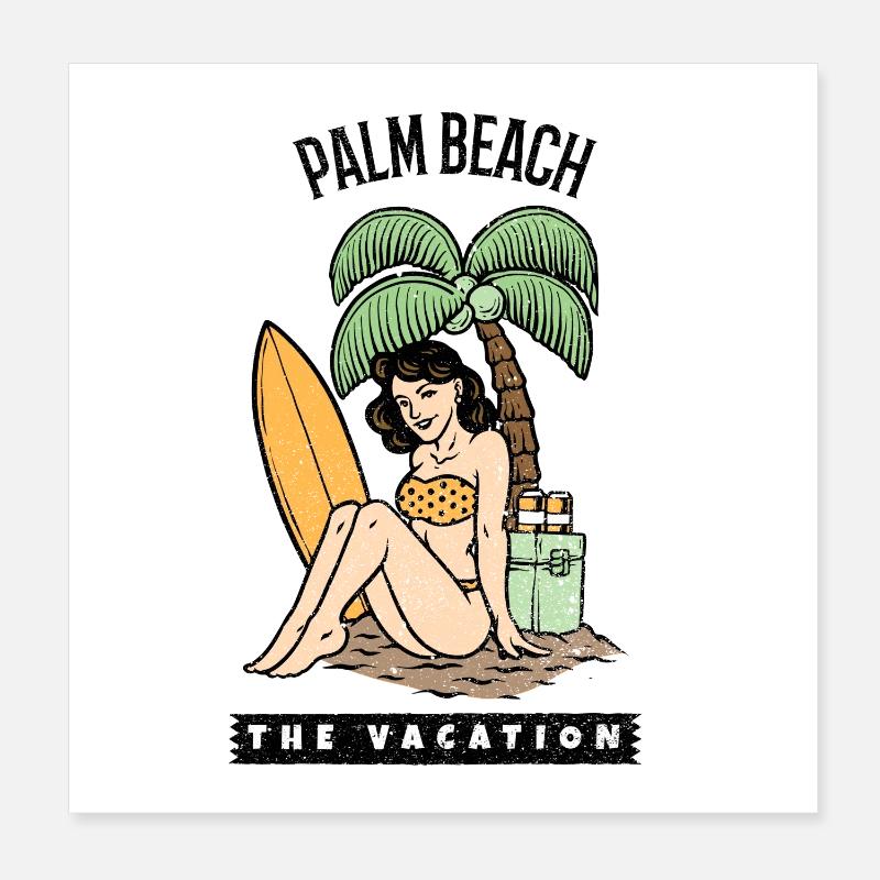 Palm Beach pin up Poster 20x20 cm