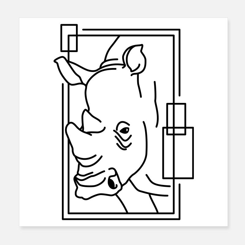Rhinoceros in geometric design Poster 8" x 8" (20x20 cm)