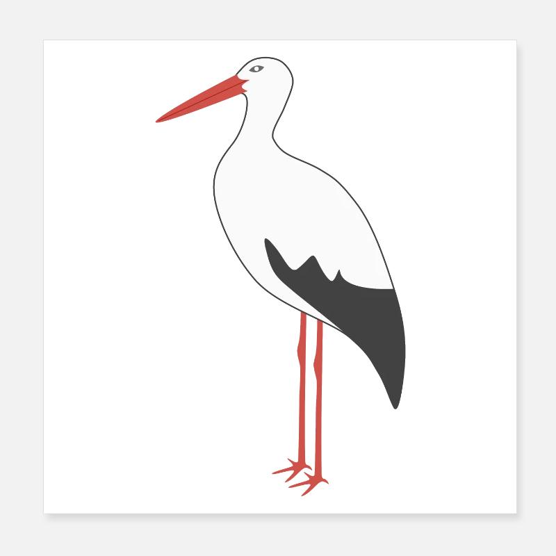 Cigogne blanche Poster 20 x 20 cm