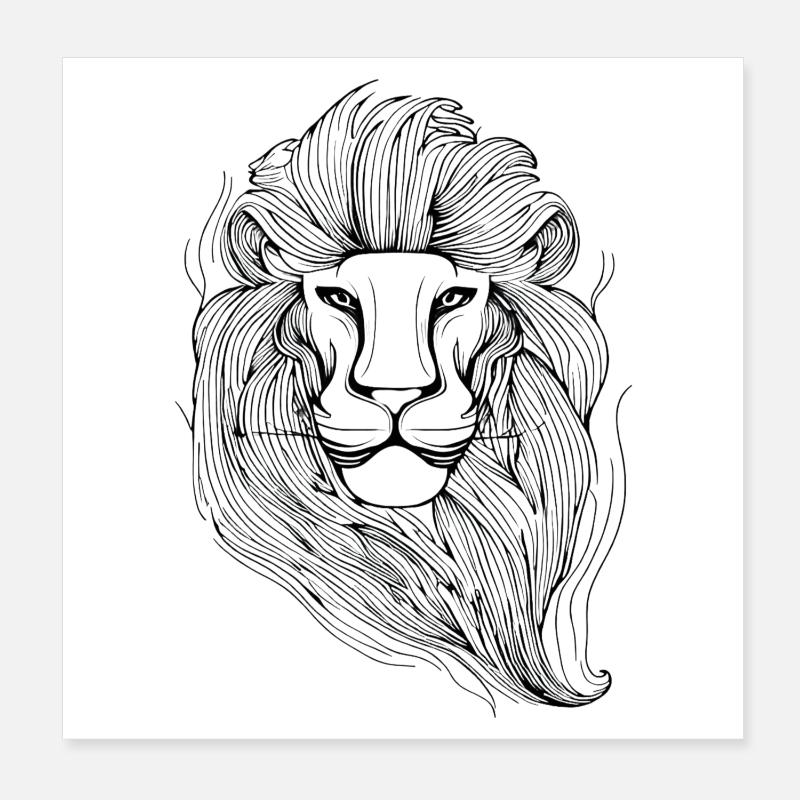 Lion Starline en noir Poster 20 x 20 cm