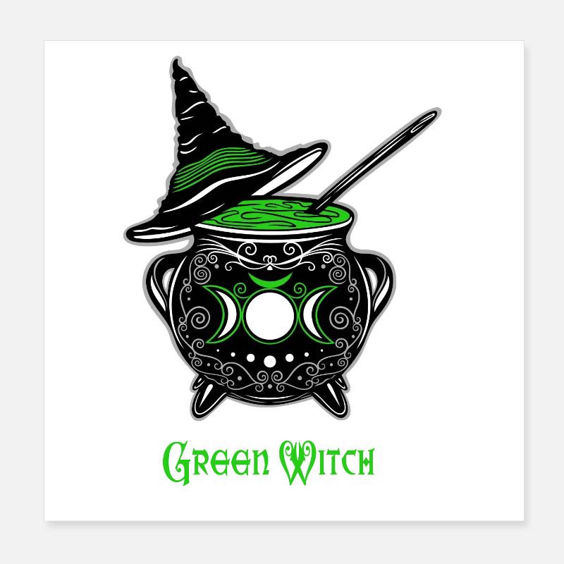 Cauldron Witch Green Witch Cauldron Poster 8" x 8" (20x20 cm)