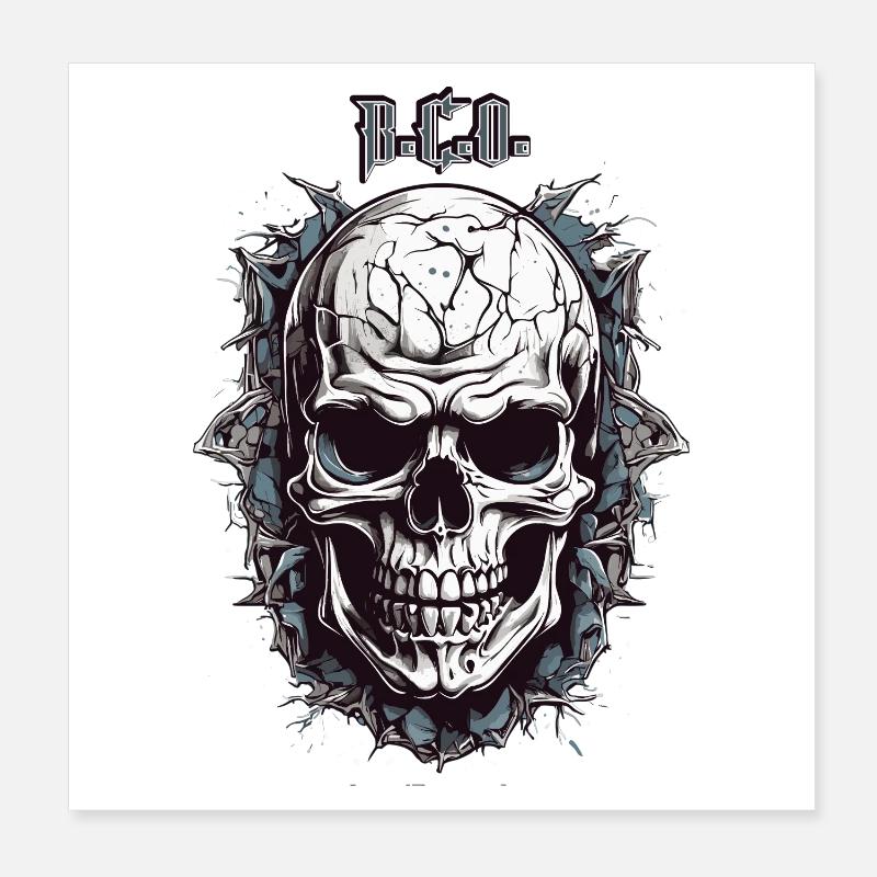 Skull B.C.O Poster 8" x 8" (20x20 cm)