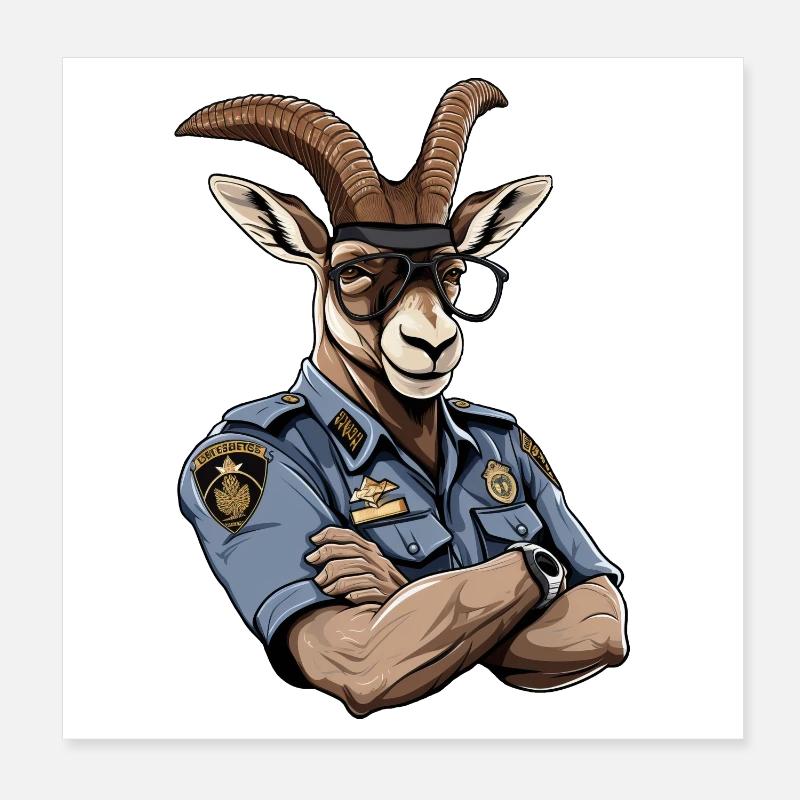 Polizei Steinbock Poster 20x20 cm