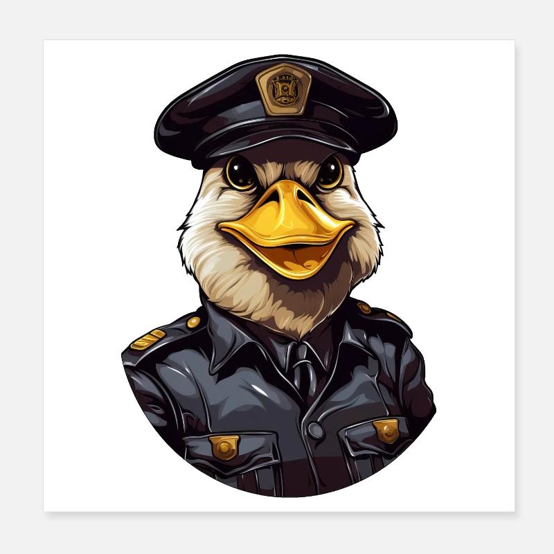 Polizei Ente Poster 20x20 cm