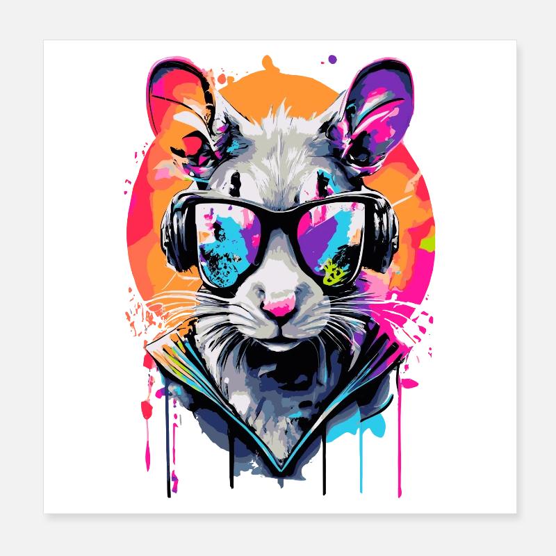 Kangaroo Colorful - Retro Kangaroo Sunglasses Poster 8" x 8" (20x20 cm)