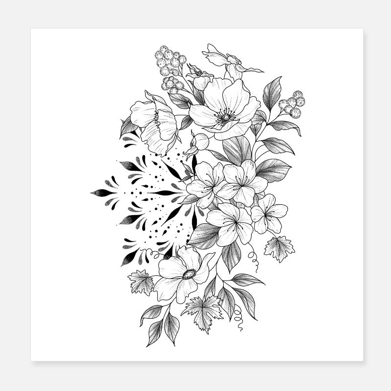 Cherry mandala floral design Poster 8" x 8" (20x20 cm)