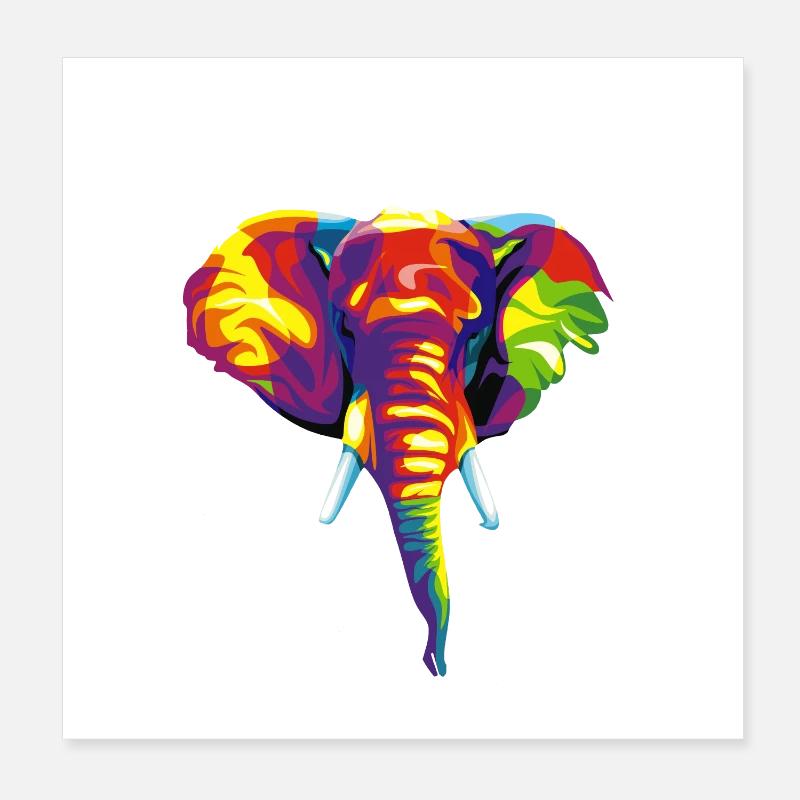 Elefant mit buntem abstraktem Motiv. Poster 20x20 cm
