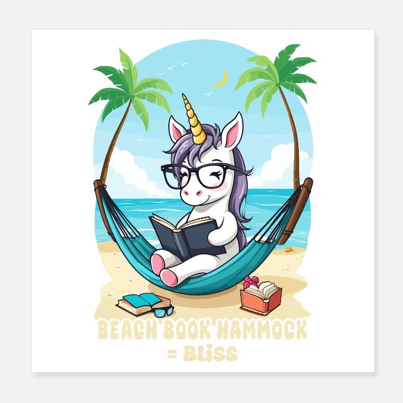 Einhorn mit Buch Poster 20x20 cm