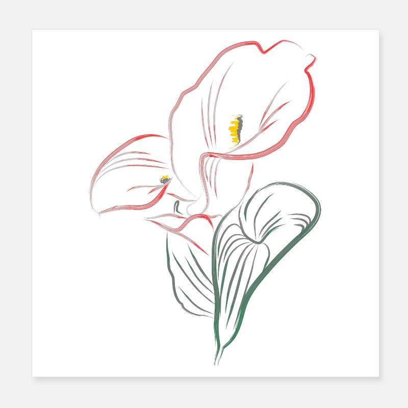 CALLA mix Red-Pink Poster 8" x 8" (20x20 cm)