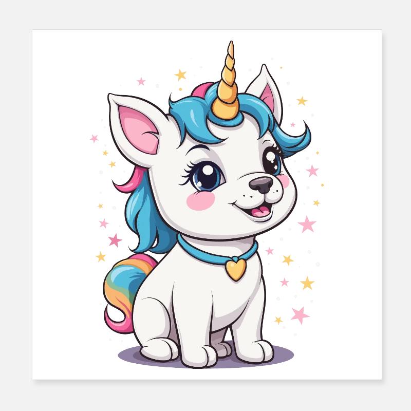 Süßer Einhorn Hund Poster 20x20 cm