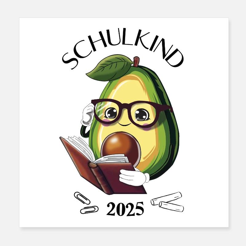 Schulkind 2025 – Avocado Einschulung Poster 20x20 cm