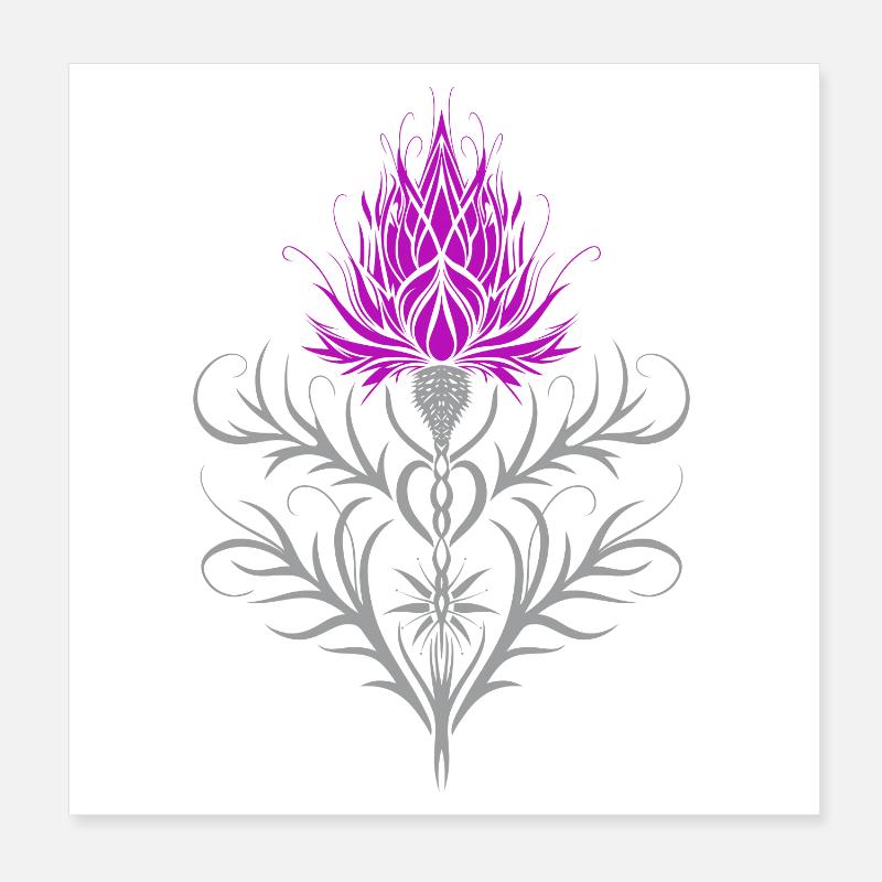 Distel Tattoo Scottish Thistle Botanical Art Poster 20x20 cm
