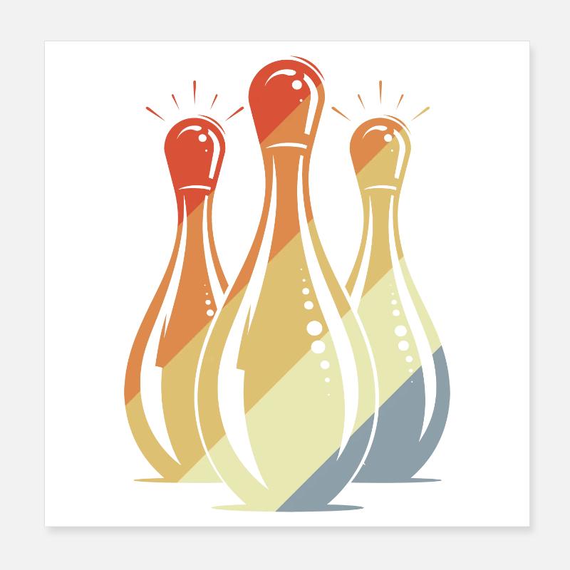 Bowling Grafik Retro Look Poster 20x20 cm
