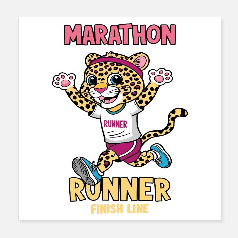 Marathonien léopard Poster 20 x 20 cm