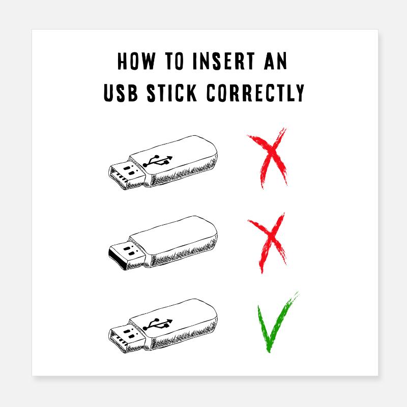 Comment insérer correctement une clé USB Poster 20 x 20 cm