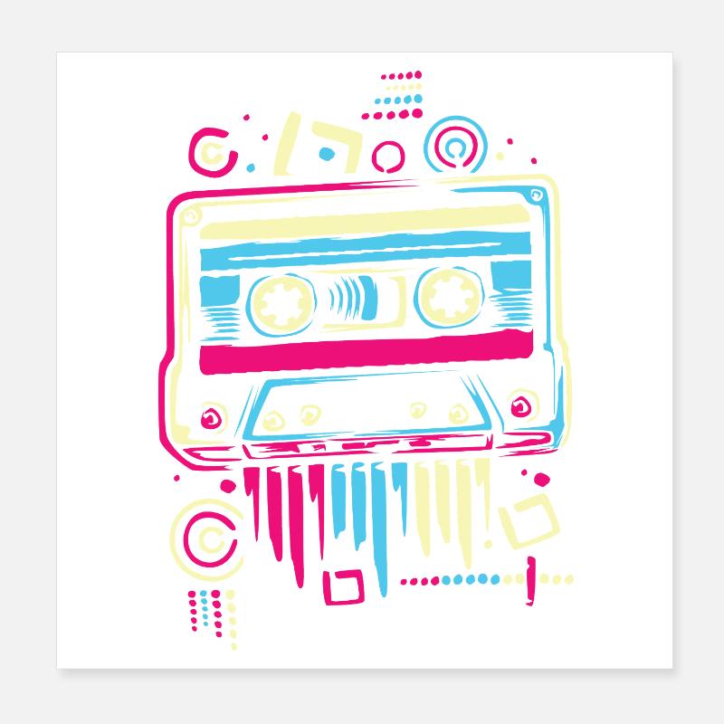 Retro Kassetten-Design – Bunte 80s & 90s Vintage Poster 20x20 cm