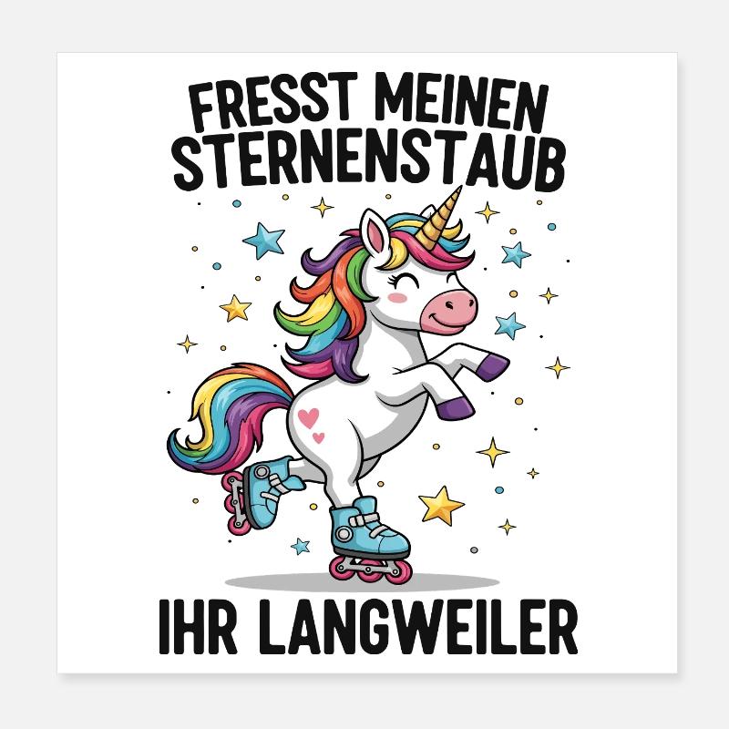 Rollschuh Einhorn Poster 20x20 cm