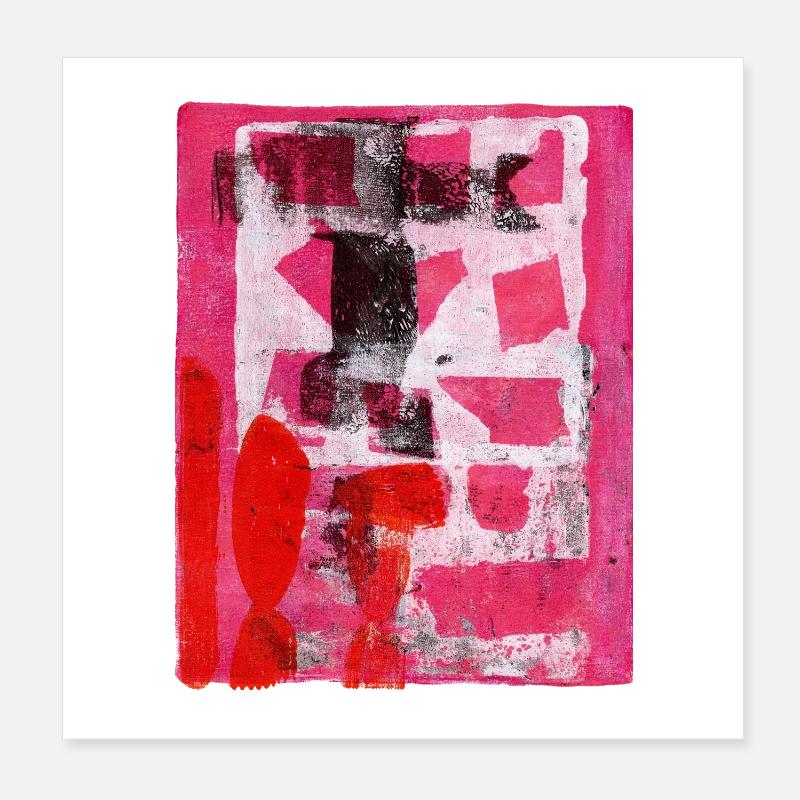 Abstrait Monoprint Street Art Impression Expressionnisme Poster 20 x 20 cm