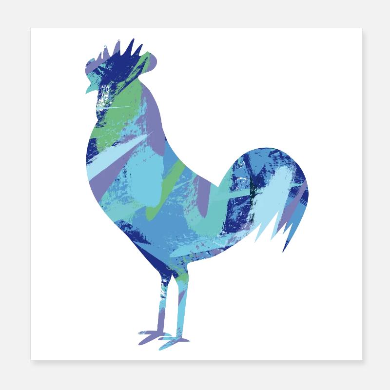 Coq aquarelle abstrait Poster 20 x 20 cm