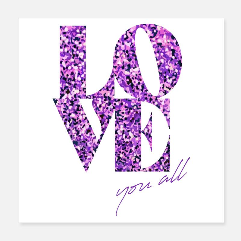 Violet paillettes amour affirmation design Poster 20 x 20 cm