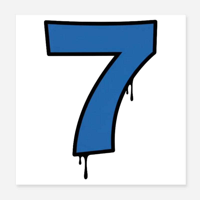 Graffiti Seven Blue Drops Poster 8" x 8" (20x20 cm)